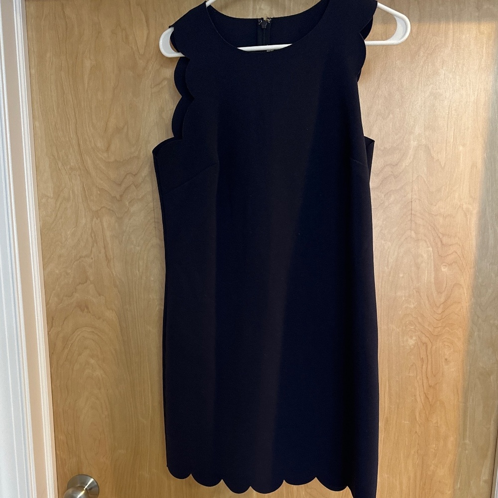 J. Crew Scalloped Navy Sleeveless Dress